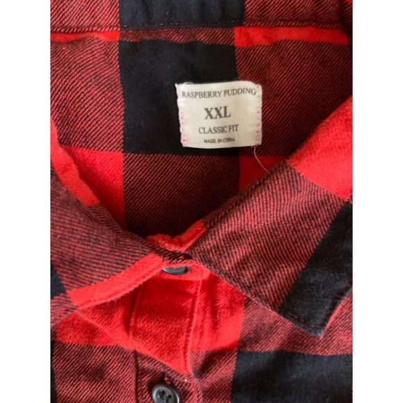 Raspberry Pudding Flannel Shirt Womens Plus Size XXL Black Red Plaid Classic Fit - Picture 9 of 9